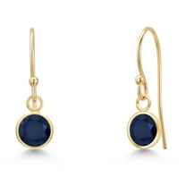 Gem Stone King 14K Yellow Gold Blue Sapphire Earrings for Women | 1.20 Cttw | Gemstone September Birthstone | Round 5MM