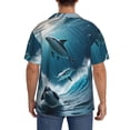 thumbnail image 3 of Fotbe Ice Blue Ocean Cute Dolphin A Camisa Estampada de Manga Corta para Hombre, Casual de Verano, Estilo Playero, Sin Arrugas-XX-Large, 3 of 5