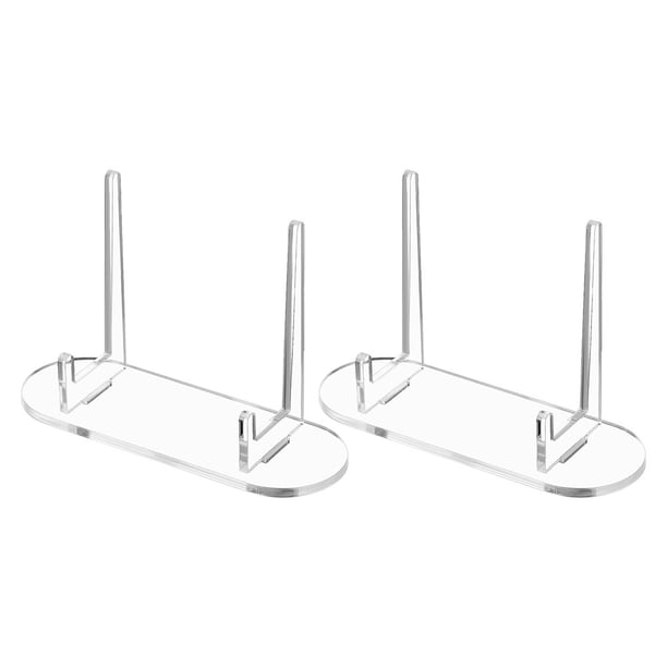 2 soportes acrílicos transparentes para platos, caballetes, expositores, estantes pequeños para fotos, tarjetas, libros y cuadros, decoración de mesa para el hogar.