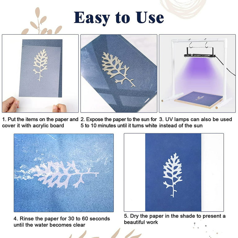 Cyanotype Paper High Sensitivity Sun Print Paper Nature Solar Drawing Paper  Solar Activated Sun Printing Art Paper For Kids Adults Diy Crafts