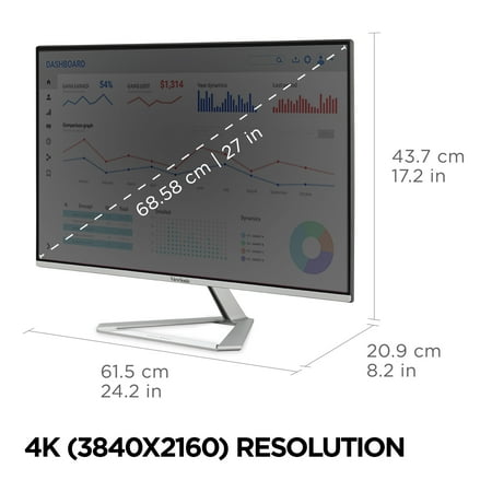 ViewSonic - VX2776-4K-MHDU 27" IPS LCD 4K UHD Monitor (HDMI, DisplayPort) - Silver