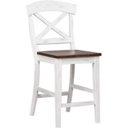 Iconic Furniture STC60-DBN-DWT 24 in. X-Back Counter Stool with Cocoa Brown Distressed & Cotton White Distressed Collection