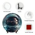 thumbnail image 4 of Balery Astronaut Helmet Reflections Print Bone China Decorative Plate Ceramic Dinner Plates Art Crafts with Display Stand-7in, 4 of 6