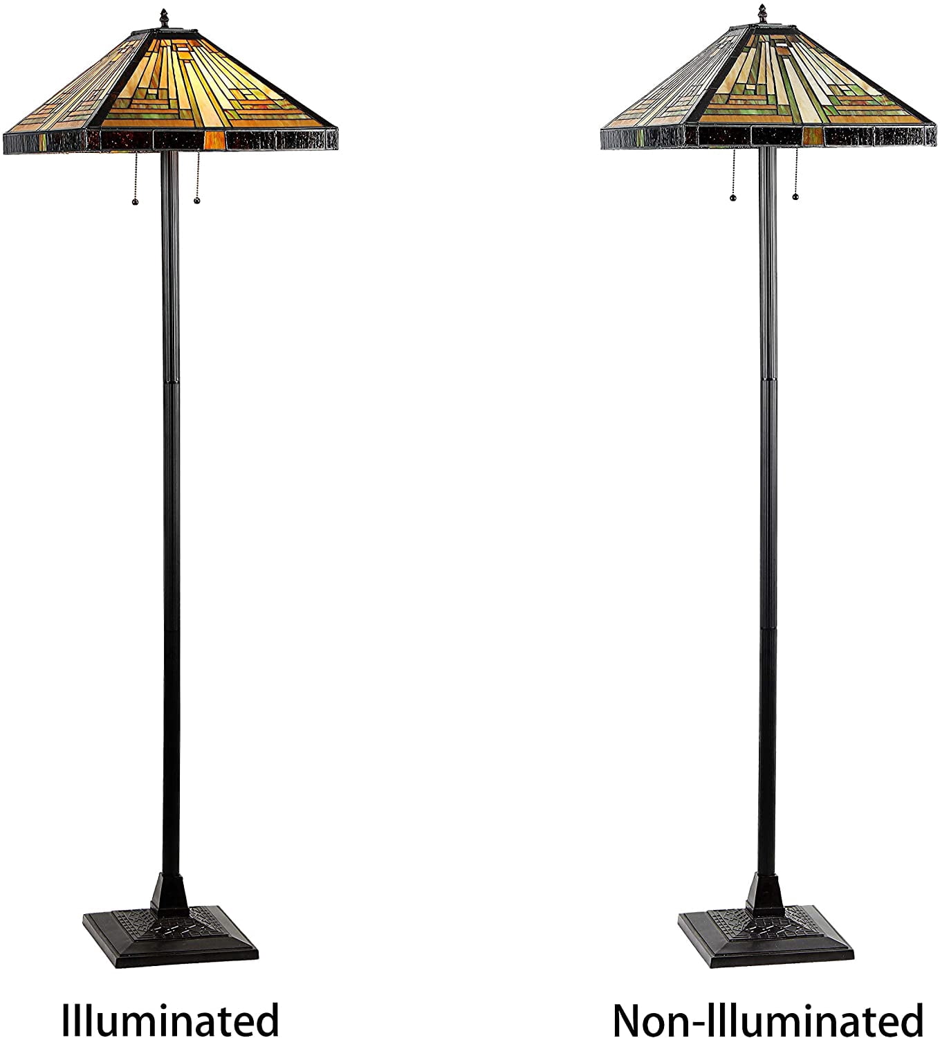 RADIANCE Goods Tiffany-Style 2 Light Mission Floor Lamp 18" Shade