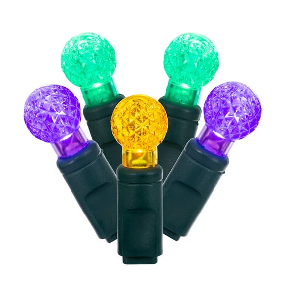 Vickerman 50 Marti Gras G12 LED Light on Green Wire, 25' Christmas Single Mold Light Strand