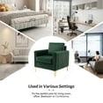 thumbnail image 4 of Velvet Upholstered Club Accent Chairs Set of 2 Lounge Armchairs Single Sofa Removable Backrest Golden Legs Home Living Room Green, 4 of 6