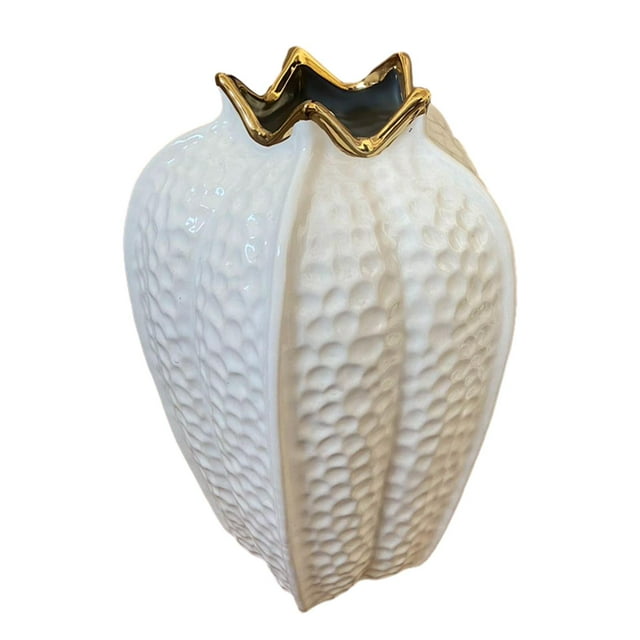 Jarrón de cerámica para flores, jarrón decorativo, arte nórdico, adorno organizador, maceta para flores Blanco Talla L
