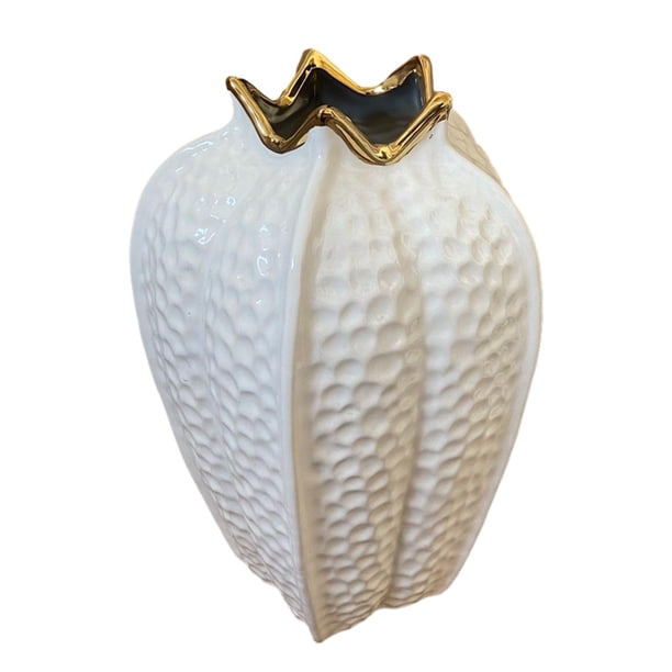 Jarrón de cerámica para flores, jarrón decorativo, arte nórdico, adorno organizador, maceta para flores Blanco Talla L