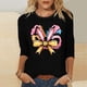 thumbnail image 5 of Camisetas Casuales de las Mujeres Impresas 3/4 Manga Cuello Redondo Blusa, Moda Ligera Superior para el Hogar Y el Uso Diario, Cómoda Imitación de la Tela Del Estante, 5 of 6