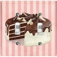thumbnail image 1 of Metal Light Switch Plate Cover Chocolate Vanilla Cake Striped Wallpaper Pink CAK061, 1 of 13