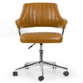 thumbnail image 2 of Avery Cappuccino Faux Leather Adjustable Height Swivel Office Chair with Arms, 2 of 5