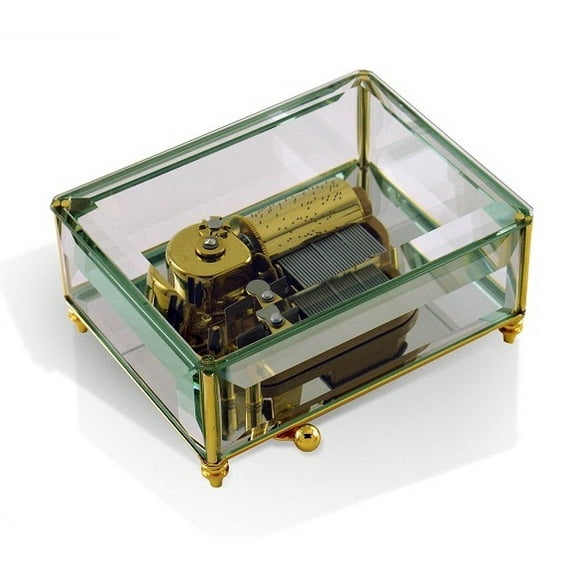 Beveled Glass Crystal Classic Stunning 30 Note Mirrored Music Box, Limited Production - Canon in D