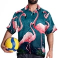 thumbnail image 4 of Flamingo Tropical Rainforest Men's Short Sleeve Casual Printed Button Down Beach Shirts, 4 of 6