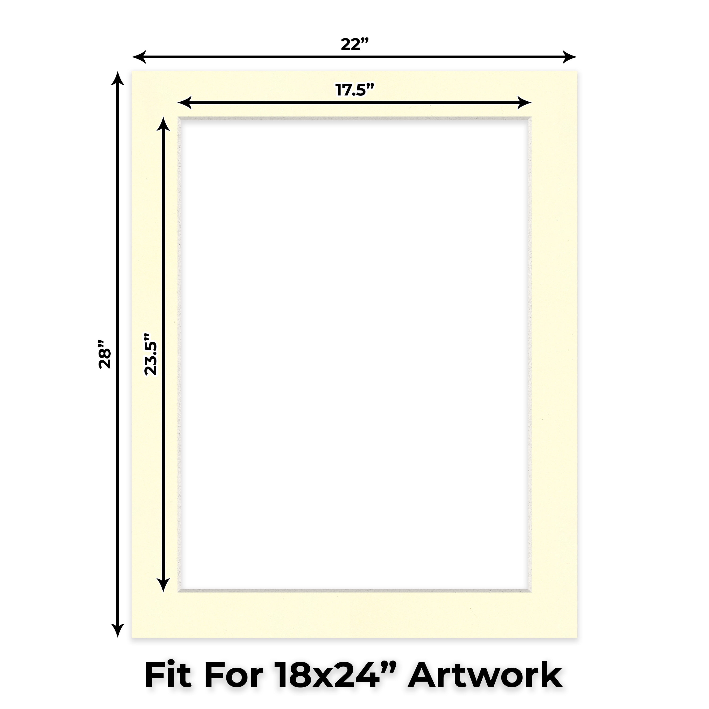 Off White Picture Frame Mat for 22x28 Frames - Fits 18x24 Photos - 25 Mats