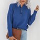 thumbnail image 4 of Suéter casual de mujer con medio botón y cuello en V Jersey de punto de color sólido Abanopi Azul, 4 of 7