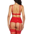 thumbnail image 5 of Avidlove Women Lingerie Set with Garter Bra and Panty Set 3 Piece Lace Underwired Lingerie Red02, L, 5 of 5