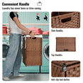 thumbnail image 6 of 100L Laundry Hamper with Lid PE Rattan Powder Coating Frame Clothes Hampers with Two Removable Bags, Wheels, Brown, 6 of 9