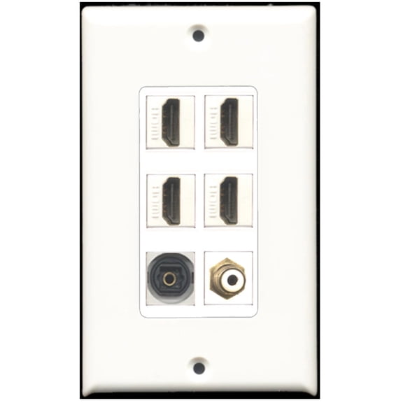 Ultra Spec Cables 4 Port HDMI 1 RCA 1 Toslink Wall Plate DecorZ