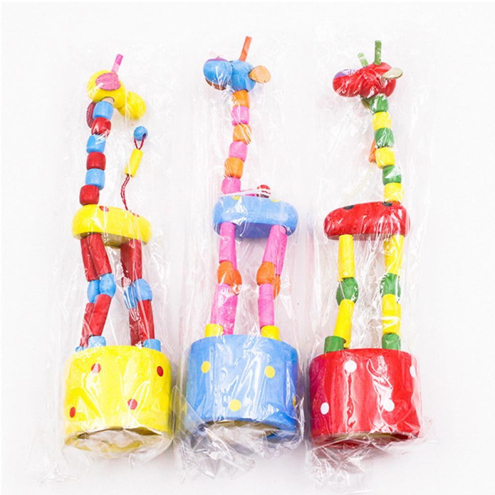 Children Safety Wooden Giraffe Push Puppets Swing Body Desktop Toys .YoyL