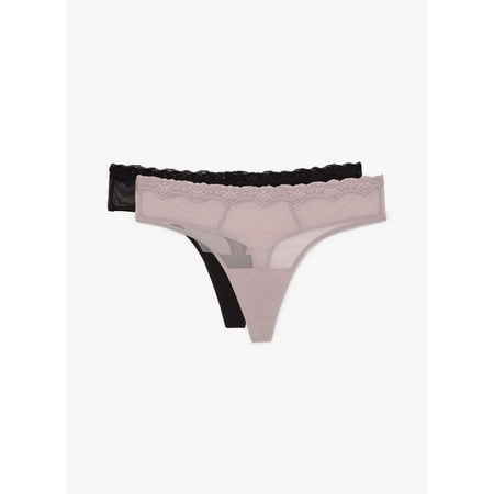 

Smart & Sexy Women s Lace Trim Thong Panty 2-pack Style-SA1376
