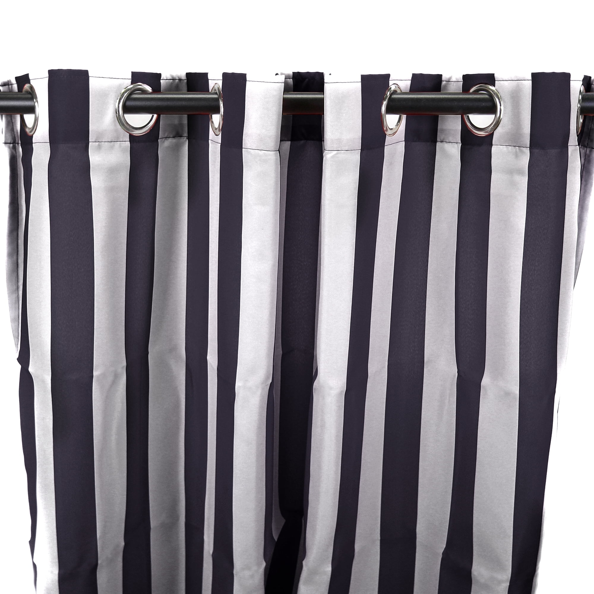 Jordan Manufacturing 54" x 84" Navy Stripe Grommet Semi-sheer Outdoor Curtain Panel (2 Pack)