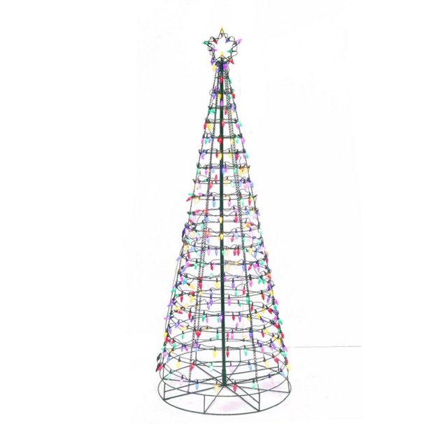 Home Accents Holiday 6 Ft Led Multi Color Pre Lit Cone Tree With Star Walmart Com Walmart Com