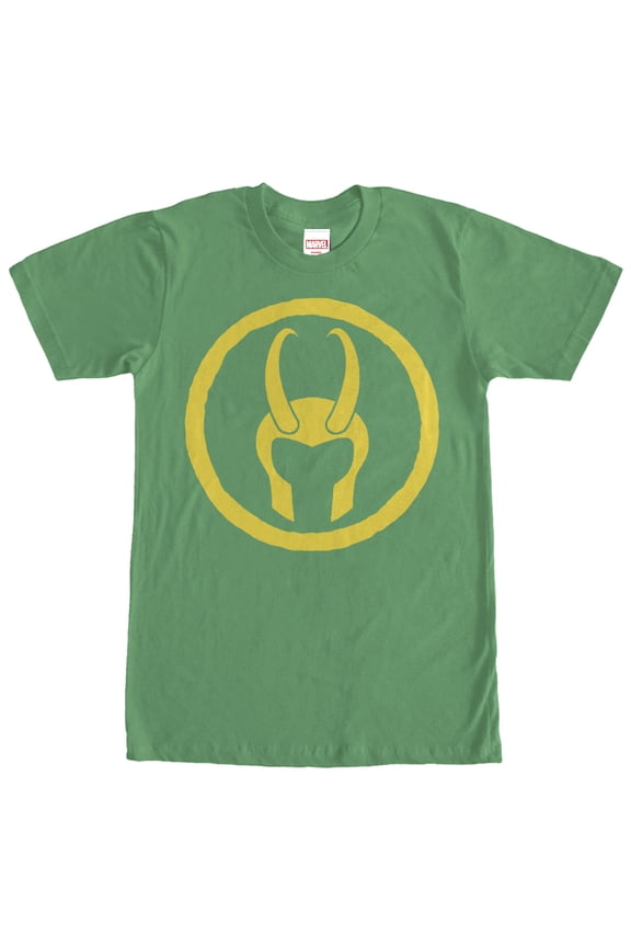 Men's Marvel Loki Horned Helmet Graphic Tee Kelly Green Medium