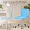 thumbnail image 5 of VECELO PU Leather Armless Office Chair with Wide Seat, Adjustable Height Mid-Back Task Chair, 360° Rolling Swivel Vanity Chair for Home Office,Blue, 5 of 9