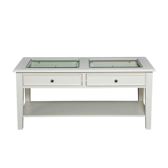 HomeRoots 402149 44 in. Glass & Metal Rectangular Coffee Table, White