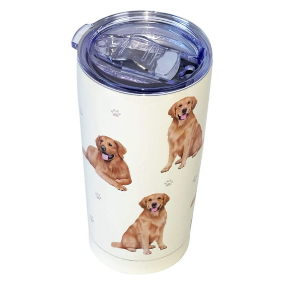 Golden Retriever SERENGETI 16 Oz. Stainless Steel, Vacuum Insulated Tumbler with Spill Proof Lid - 3D Print - Insulated Travel mug for Hot or Cold Drinks (Golden Retriever Tumbler)