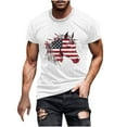 thumbnail image 3 of UVEASISHA 4th of July Patriotic Tshirts for Men American Flag Horse Graphic Tee Novelty Print Short Sleeve Crewneck T-Shirts White XXXL, 3 of 6