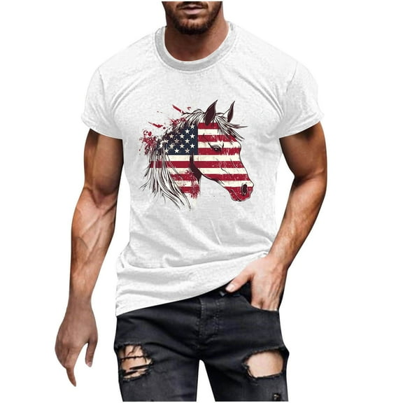 SBYOJLPB Men Casual Tops Fashion Printing Pullover Short Sleeve Round-Neck T-shirt
