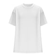 thumbnail image 4 of Camisas de Manga Corta para las Mujeres Casual Cuello Redondo Sólido, Mezcla de Algodón Moda de Verano Blusa Superior, 4 of 9