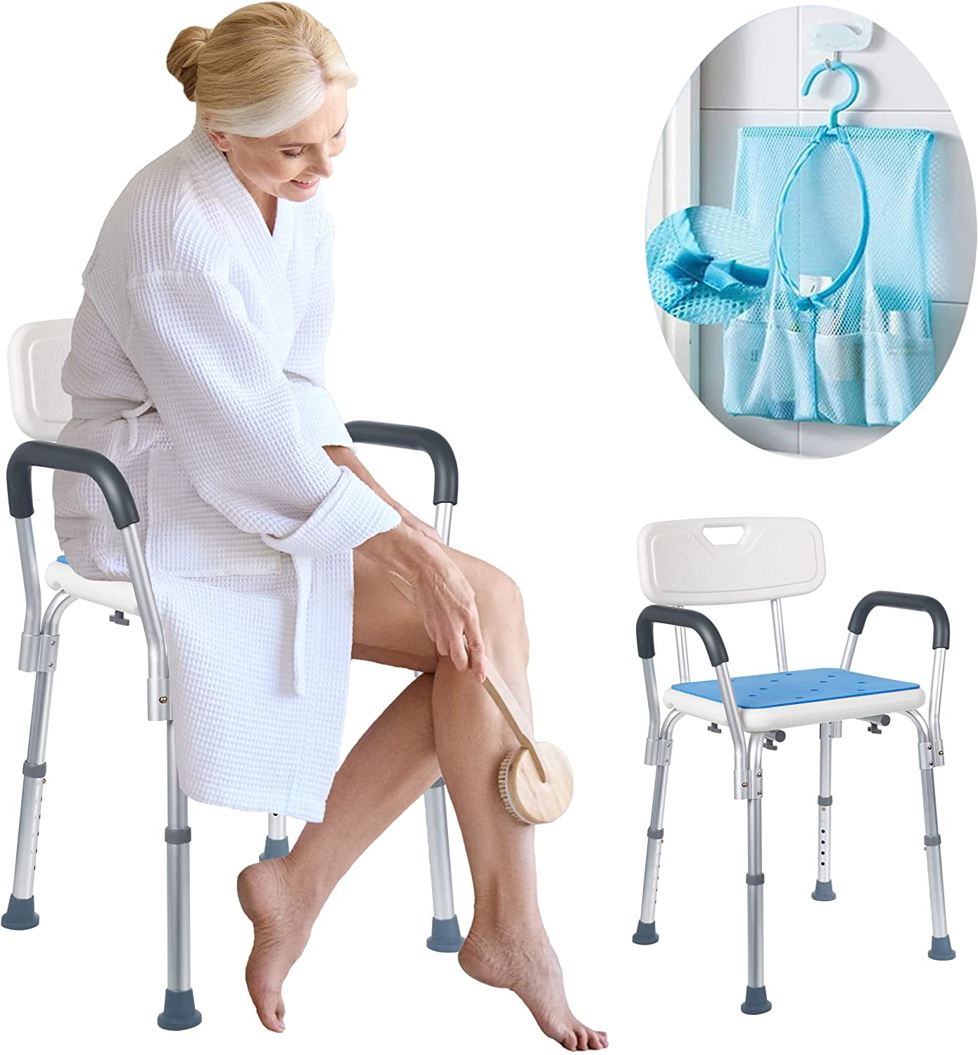 Premium Shower Chair with Padded Seat for Inside Shower Bath Chair