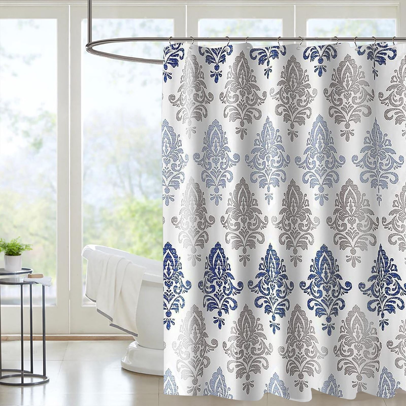Shower Curtain for Bathroom with 12 Hooks Polyester Fabric Machine Washable Waterproof Shower Curtains 72 x 72 Inch