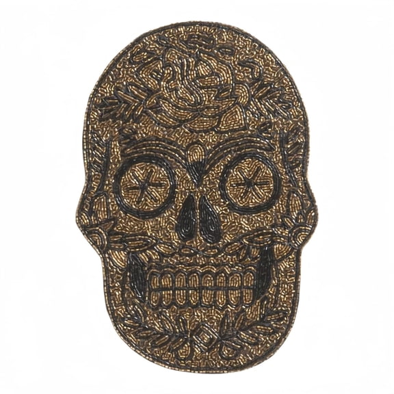 OCCOA Skull Placemat 14 x 9.5 Inch Halloween Themed Table Mat Decorative Dining Table Placemat for Indoor Party Tabletop Decoration Heat Resistant Washable, Gold