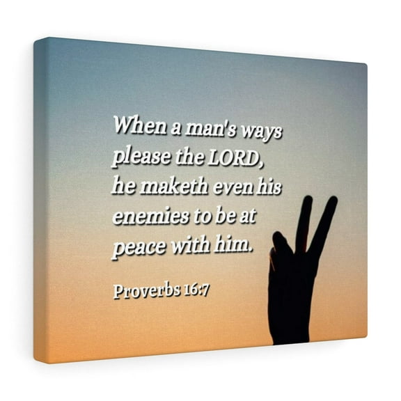 Scripture Walls Proverbs 16:7 At Peace Bible Verse Canvas Christian Wall Art Ready to Hang Unframed