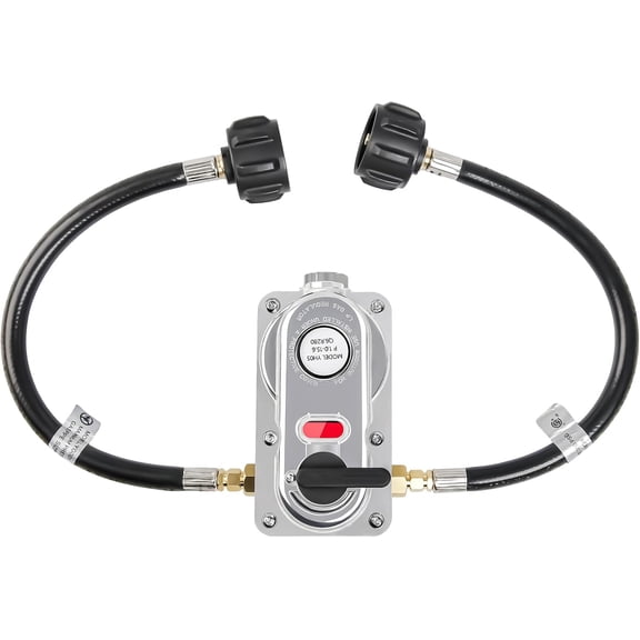 Solimeta RV Propane Regulator with the red indicator, 2-Stage Auto Changeover LP Regulator with 2 12 in Pigtail Hoses for RVs, Vans and Trailers