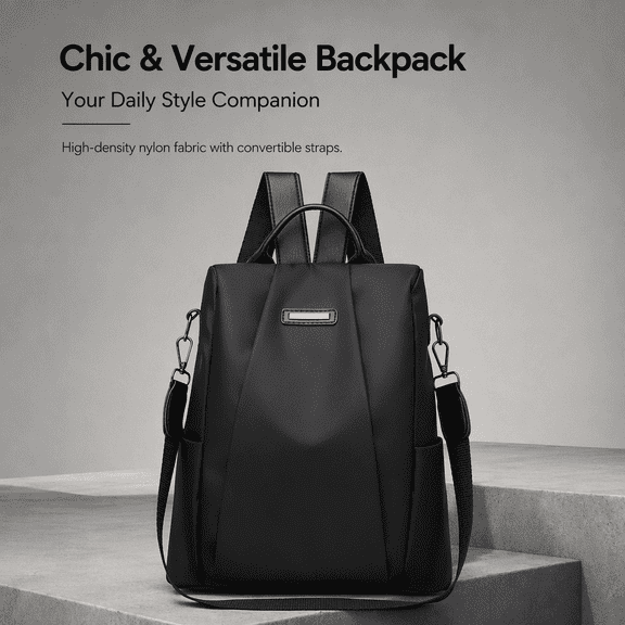 Lightweight Backpack Purses for Women, Water-resistant Mini Backpack Small Daily Backpack Fashion Bookbag, Black