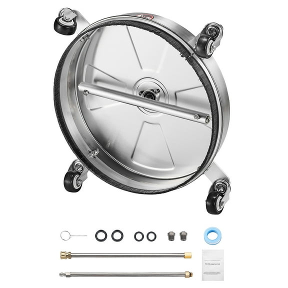 KFFKFF 16.5" Surface Cleaner for Pressure Washer, Stainless Steel Attachments for Pressure Washer with Quadruple Wheels, Maximum 4000 PSI, 1/4 Quick Connect, Dual Spray Nozzles