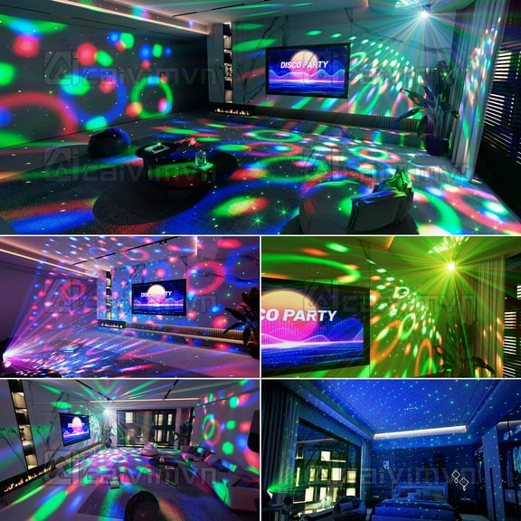 4-in-1 Disco Ball Lights with Projector Sound Activated for Parties, Events, Home Decor