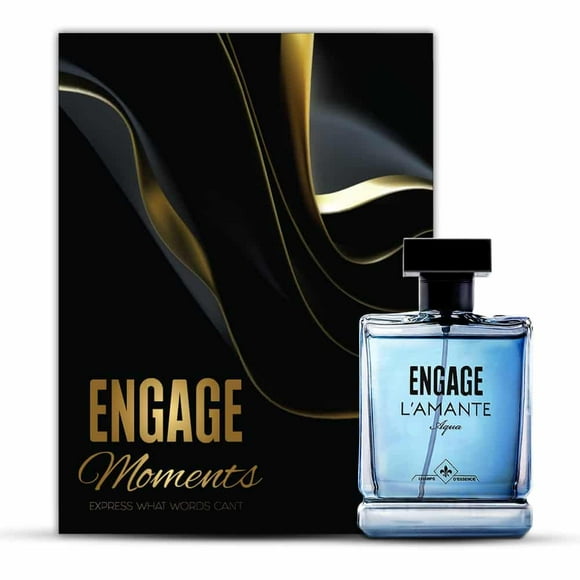 Engage Moments Luxury Perfume Gift Box For Men - L'amante Aqua Eau De Toilette Fragrance Scent 100ml, 3.4 Fl.oz. | Ideal Birthday Gift For Husband | With Fresh Petit Grain & Basil Notes