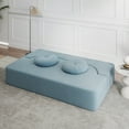 thumbnail image 3 of SOULART 75.59" loveseat sofa,Light blue Convertible Corduroy Foam-Filled Sleeper Sofa Bed,Modern Floor Sofa with 2 Pillows for Living Room, 3 of 5