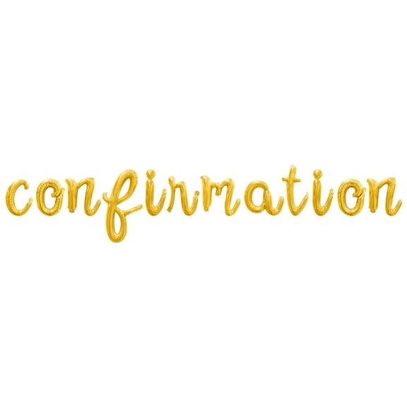 Cursive Script Letter Balloons - CONFIRMATION 16" Inch Alphabet Letters Foil Mylar Balloon Confirmation Party Banner (Gold)
