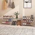 thumbnail image 5 of 3-Tier Stackable Shoe Rack, Expandable & Adjustable Shoe Shelf Storage Organizer, Metal Mesh, Gold, 5 of 5