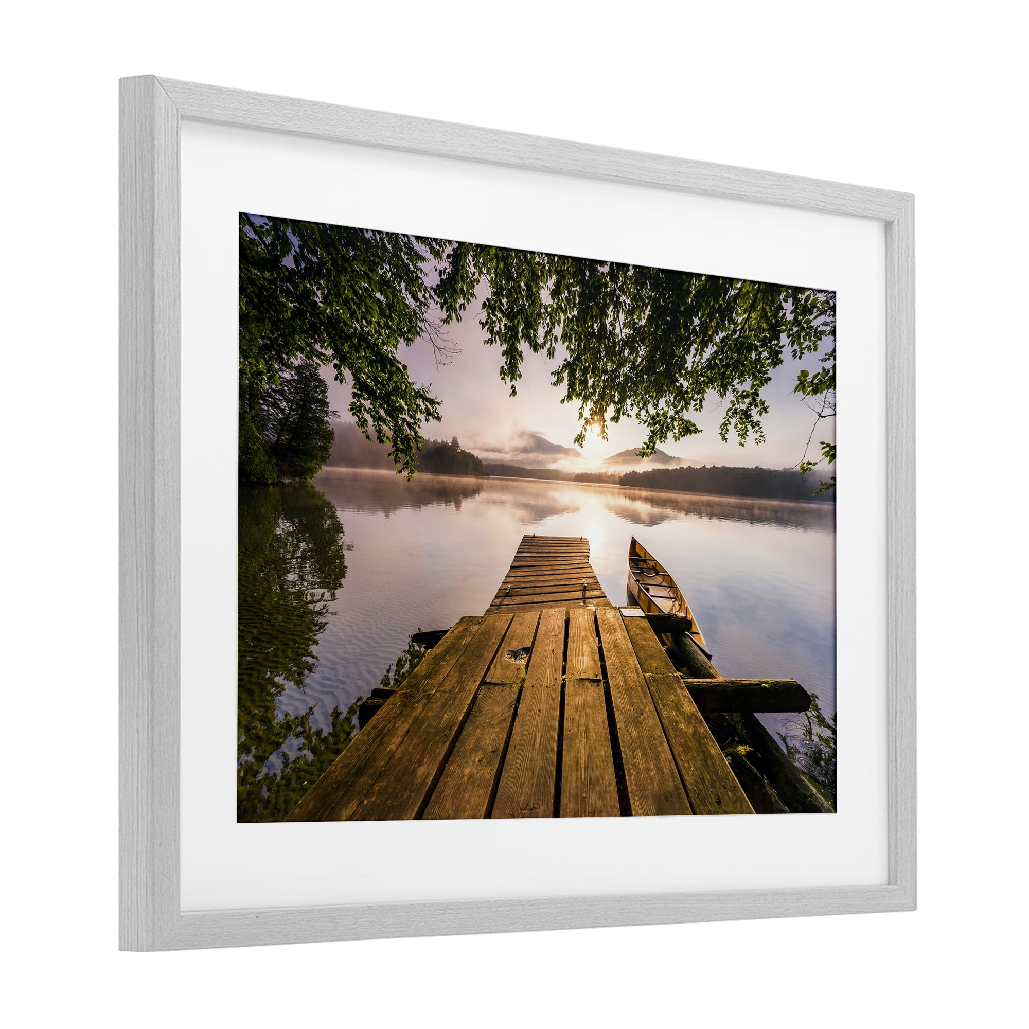 Stupell Industries Misty Morning Light on Lake Gray Framed Print Under Glass, design by Jonathan Zaharek