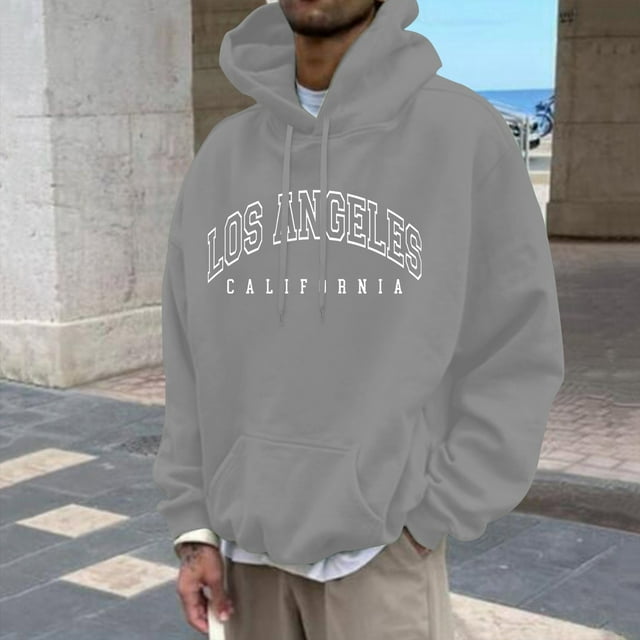 HUITKMM Chandails à Capuche Graphiques pour Hommes Mode Décontractée Lettre Partie Imprimée Chandail à Manches Longues