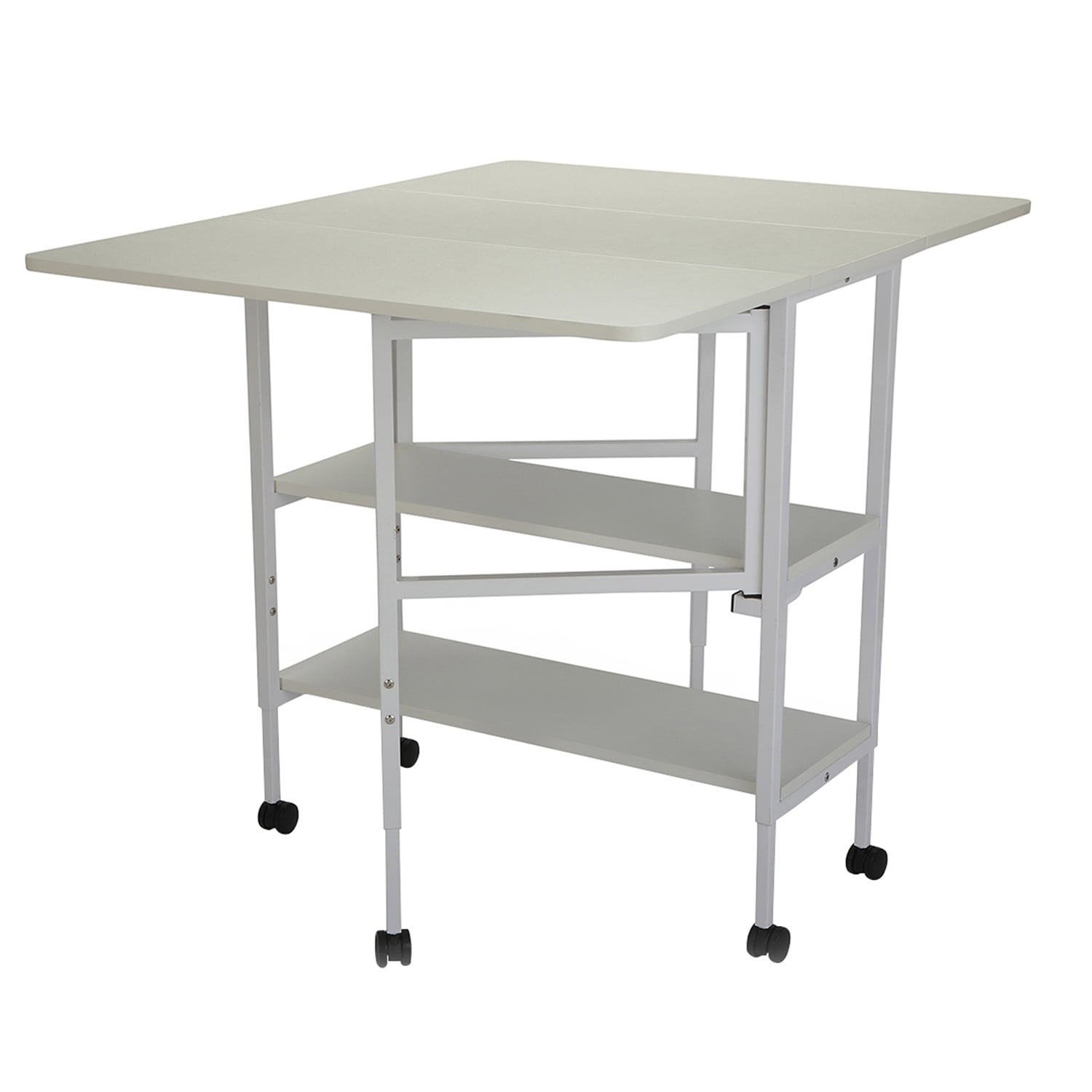 Dixie Height Adjustable Rolling Garments Cutting Table White