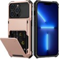 thumbnail image 1 of KOMI pour iPhone 13 Pro Max Étui avec Porte-Cartes [Ranger 5 Cartes] Double Couche Robuste Antichoc Étui Portefeuille iPhone 13 Pro Max avec Fente Cachée pour Cartes Étui de Rangement pour iPhone 13 Pro Max (Or Rose), 1 of 5
