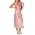 thumbnail image 4 of INSPIRE CHIC Women's Elegent Satin Nightgown Spaghetti Halter Midi Dress Silky Lightweight Tassel at the Bust Evening Dress L Pink, 4 of 6